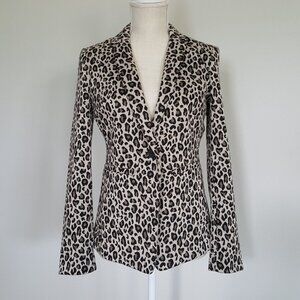 MARKS & SPENCER Leopard Print Blazer Animal Print Fitted Knit Jacket S M